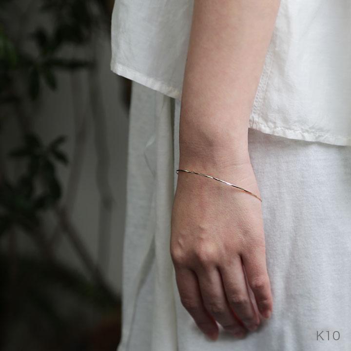 ツイスト バングル ゴールド スパイラル ねじり k10 k18 pt900 地金 レディース 細身 シンプル ギフト プレゼント  Torquent Bangle | Avaron | 07