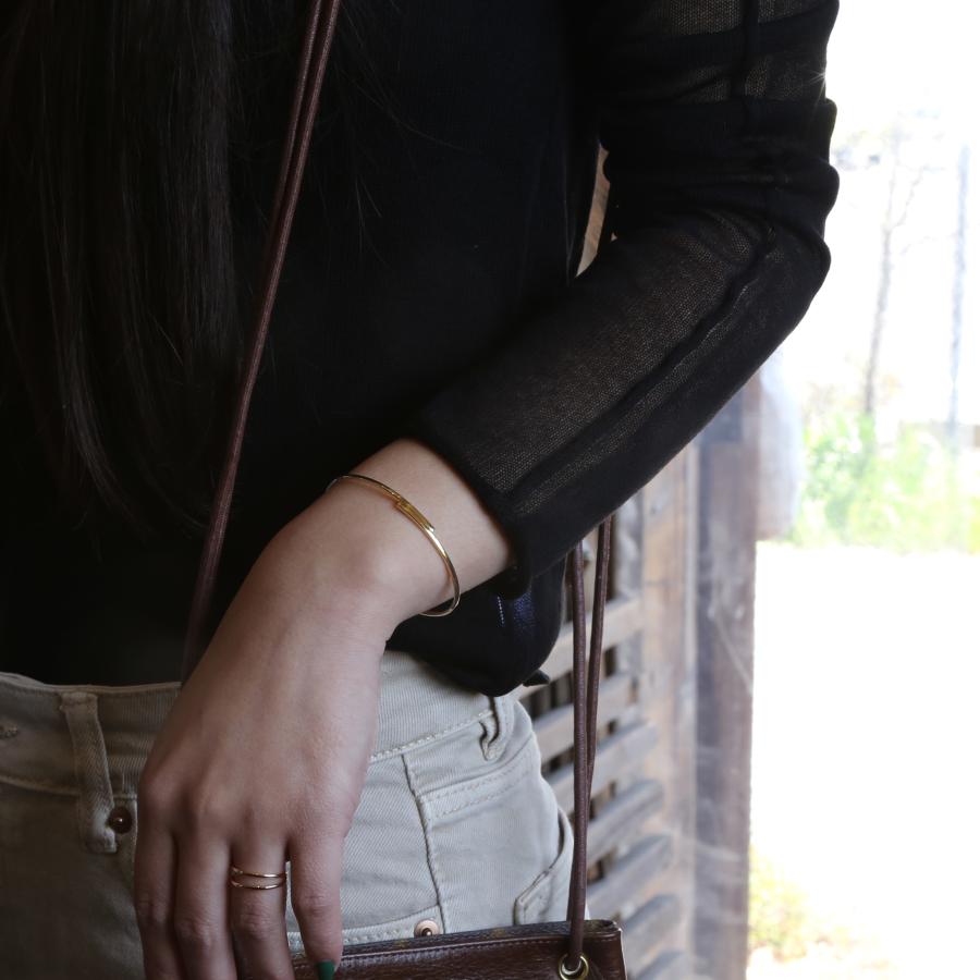 バングル ゴールド K18 K10 Pt900 プラチナ レディース シンプル 細身 ギフト プレゼント  Stack Line Bangle | Avaron | 08