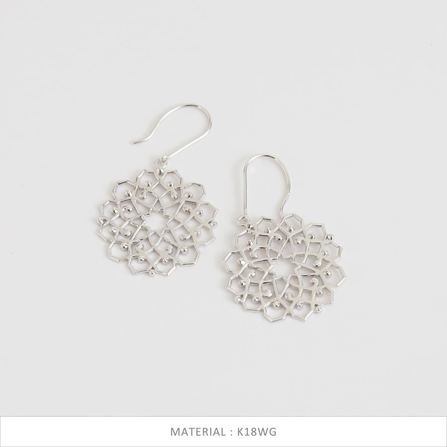 透かし柄 フックピアス 揺れる ピアス レディース アラベスク K10 K18 Pt900 ゴールド プラチナ ギフト プレゼント  Rudynore Hook Pierce | Avaron | 05