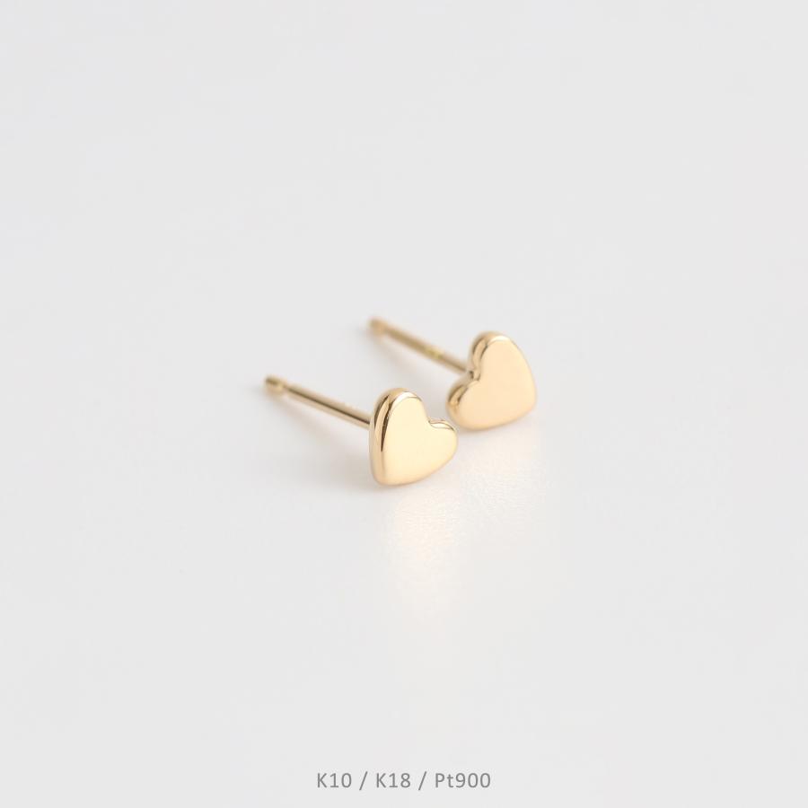 ハート プレート ピアス 小さめ レディース K10 K18 Pt900 ゴールド プラチナ 地金 シンプル かわいい ギフト プレゼント  Tiera Pierce | Avaron