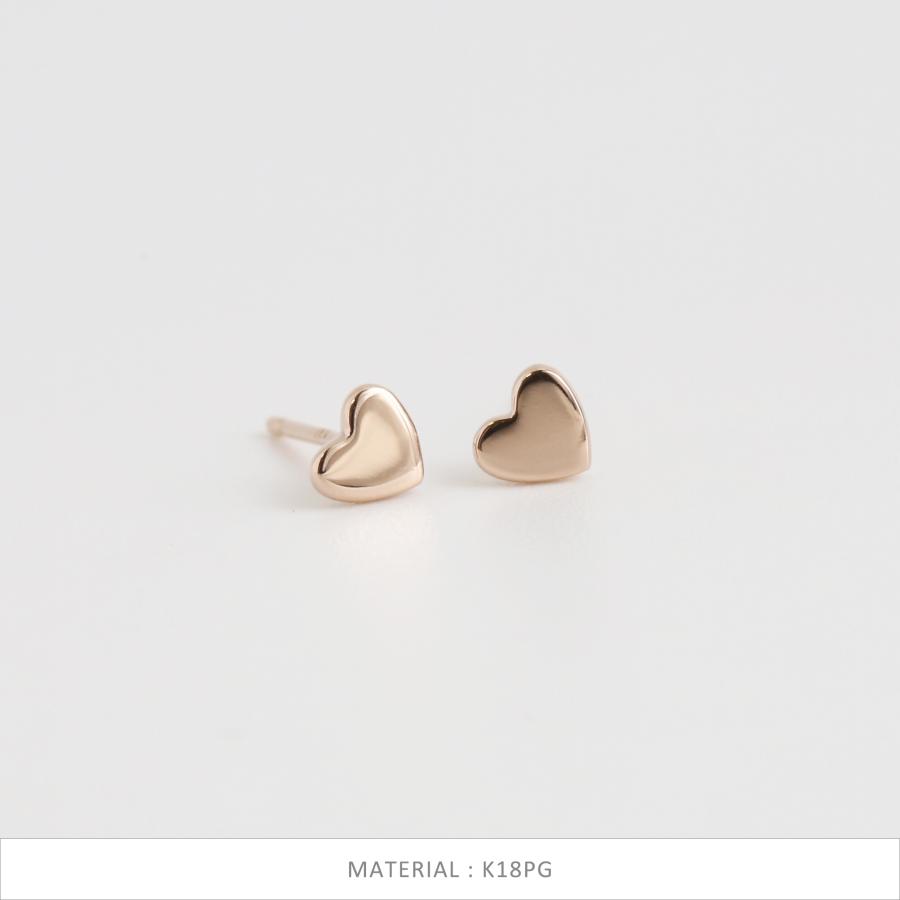 ハート プレート ピアス 小さめ レディース K10 K18 Pt900 ゴールド プラチナ 地金 シンプル かわいい ギフト プレゼント  Tiera Pierce | Avaron | 08