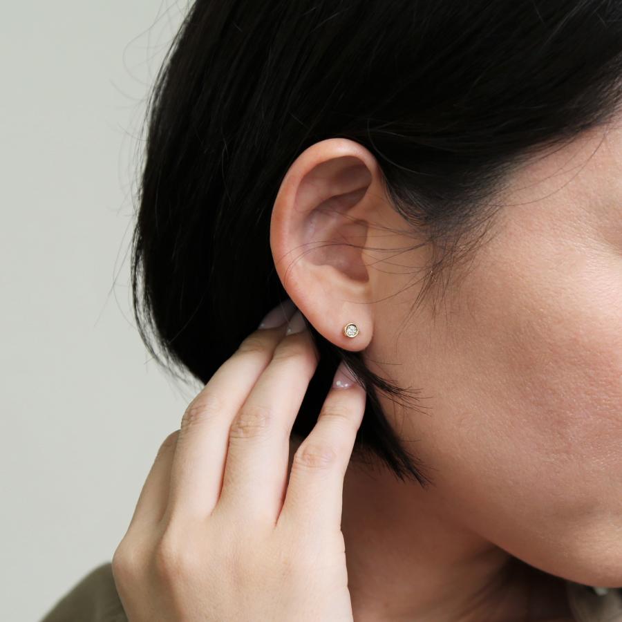 一粒 ダイヤモンド ピアス レディース 小さめ 一粒ダイヤ K10 K18 Pt900 ゴールド プラチナ シンプル ギフト プレゼント  Ortina Pierce | Avaron | 10