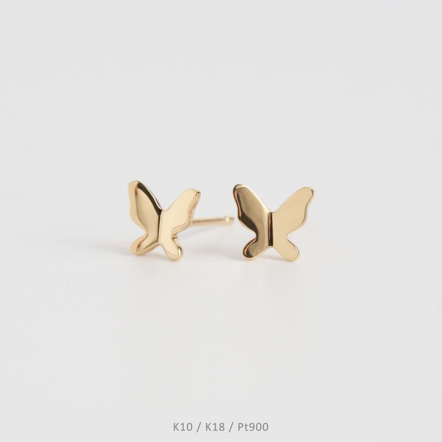 バタフライ プレート ピアス 蝶 レディース K10 K18 Pt900 ゴールド プラチナ シンプル ギフト プレゼント  Butterfly Pierce | Avaron