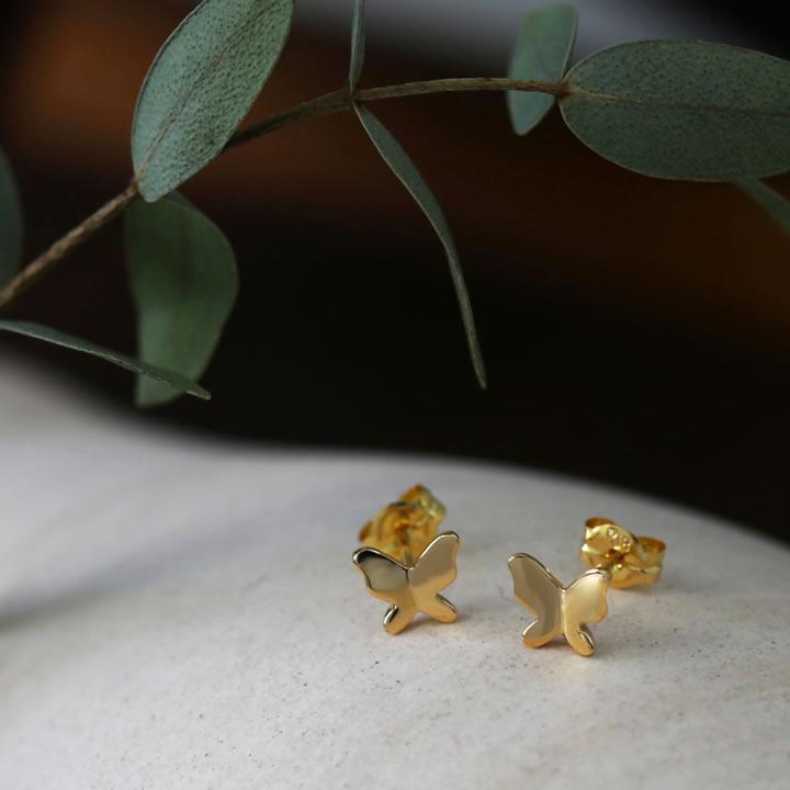 バタフライ プレート ピアス 蝶 レディース K10 K18 Pt900 ゴールド プラチナ シンプル ギフト プレゼント  Butterfly Pierce | Avaron | 14