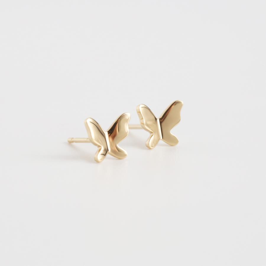 バタフライ プレート ピアス 蝶 レディース K10 K18 Pt900 ゴールド プラチナ シンプル ギフト プレゼント  Butterfly Pierce | Avaron | 06