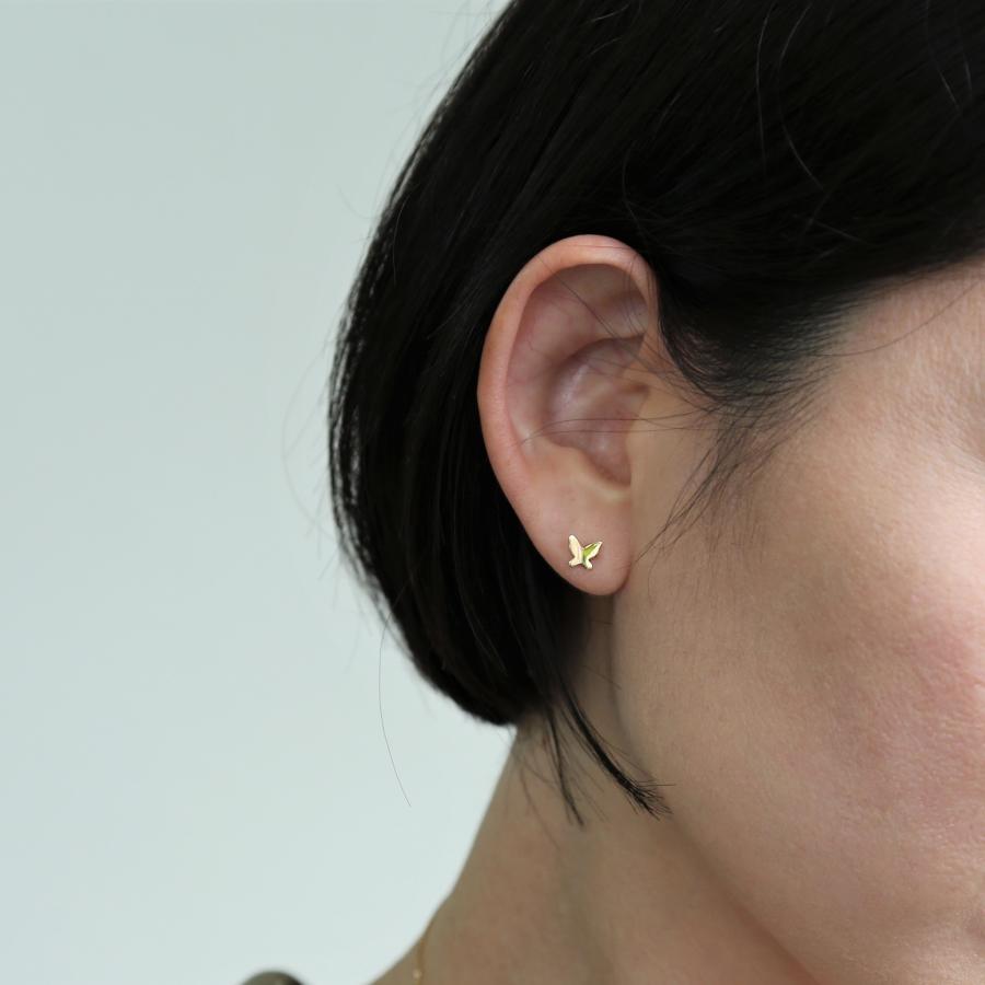 バタフライ プレート ピアス 蝶 レディース K10 K18 Pt900 ゴールド プラチナ シンプル ギフト プレゼント  Butterfly Pierce | Avaron | 08