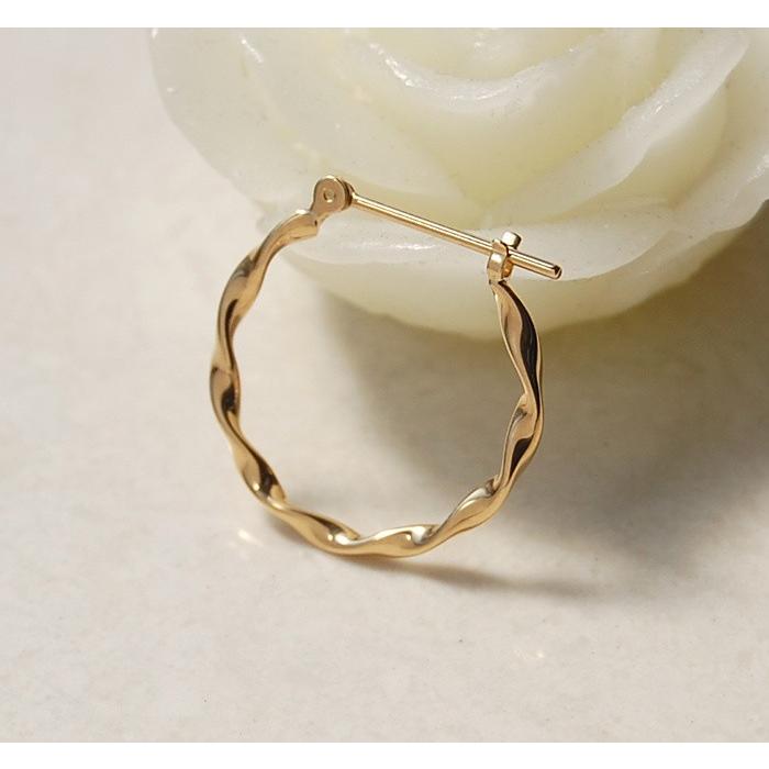フープピアス ツイスト スパイラル ねじり レディース 18金 k18 18k 10 フープピアス ツイスト スパイラル ねじり レディース 18金 k18 18k 10