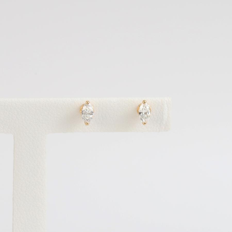 マーキスカットPTダイアモンドピアス 新品 Pt900 マーキスカット ダイヤモンド ピアス 0.452ct G VS1