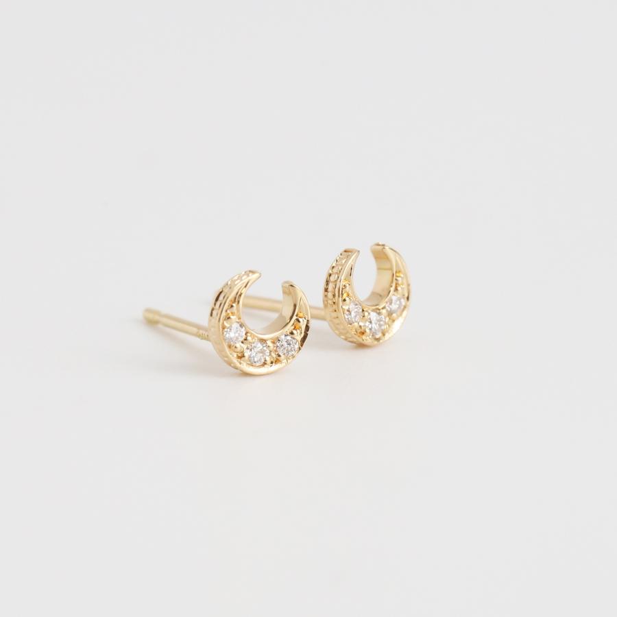 三日月 ダイヤモンド ピアス レディース K10 K18 Pt900 ゴールド プラチナ ギフト プレゼント  Luna Pierces | Avaron | 02