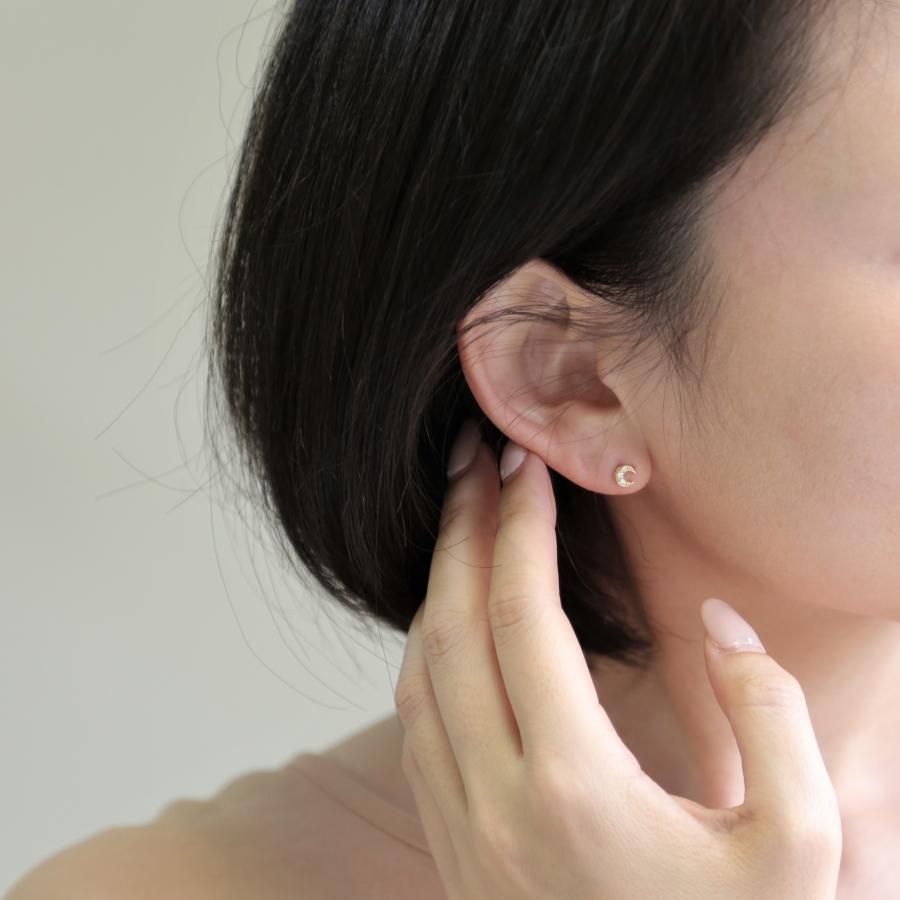 三日月 ダイヤモンド ピアス レディース K10 K18 Pt900 ゴールド プラチナ ギフト プレゼント  Luna Pierces | Avaron | 10