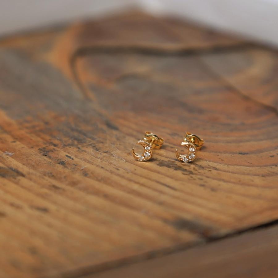 三日月 ダイヤモンド ピアス レディース K10 K18 Pt900 ゴールド プラチナ ギフト プレゼント  Luna Pierces | Avaron | 13