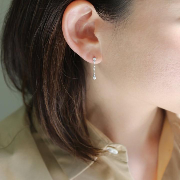 ダイヤモンド スイング ピアス 揺れる レディース K10 K18 Pt900 ゴールド プラチナ 上品 ギフト プレゼント  Actress Pierce | Avaron | 08