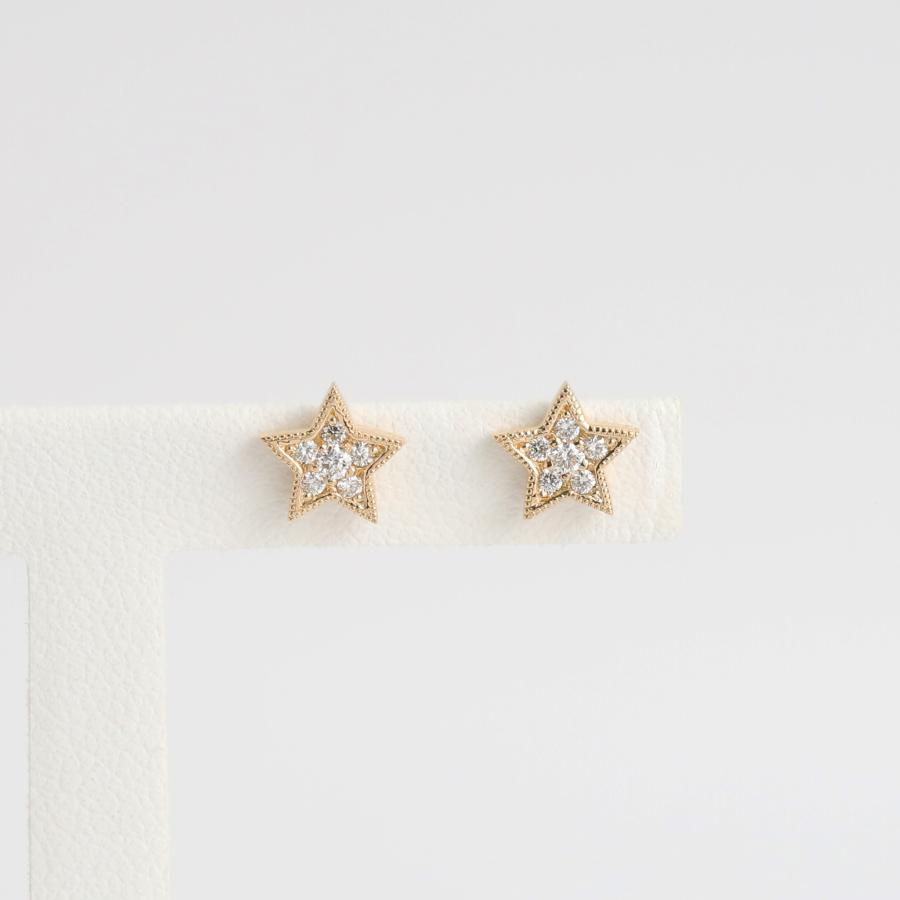 パヴェ ダイヤモンド スター ピアス 星 レディース K10 K18 Pt900 ゴールド プラチナ ギフト プレゼント  Star Pierce | Avaron | 05
