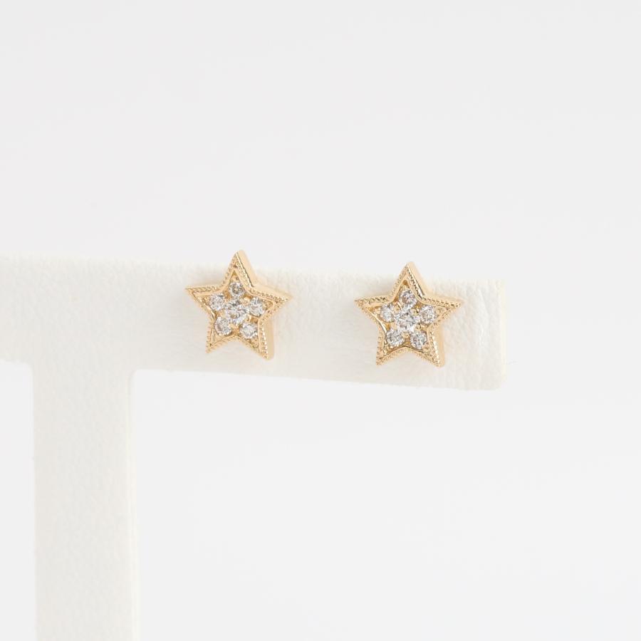 パヴェ ダイヤモンド スター ピアス 星 レディース K10 K18 Pt900 ゴールド プラチナ ギフト プレゼント  Star Pierce | Avaron | 06