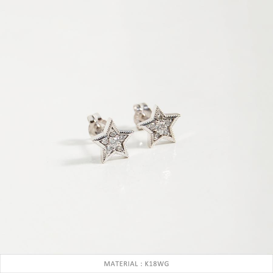パヴェ ダイヤモンド スター ピアス 星 レディース K10 K18 Pt900 ゴールド プラチナ ギフト プレゼント  Star Pierce | Avaron | 07