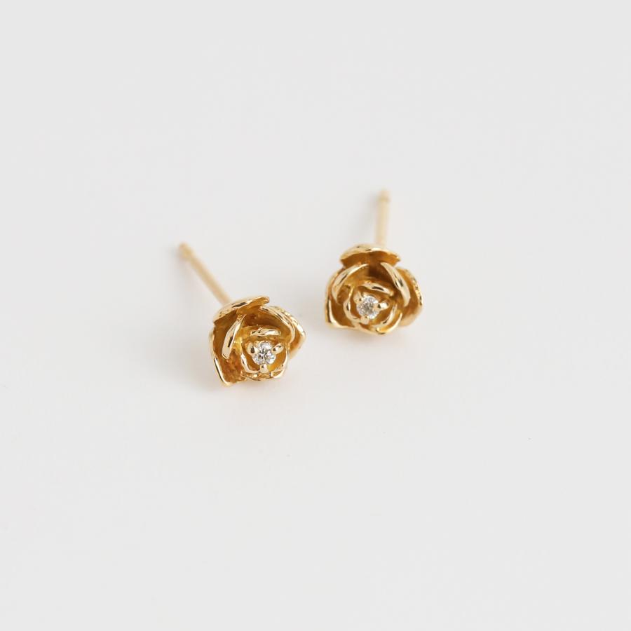 ローズ ダイヤモンド ピアス 薔薇 レディース K10 K18 Pt900 ゴールド プラチナ フラワー ギフト プレゼント  Rose Pierce | Avaron | 03