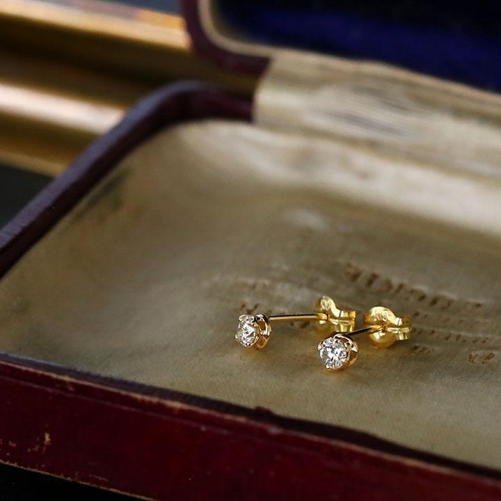 一粒 ダイヤモンド ピアス レディース 一粒ダイヤ K10 K18 Pt900 ゴールド プラチナ シンプル ギフト プレゼント  Bersa Pierce 0.16ct | Avaron | 07