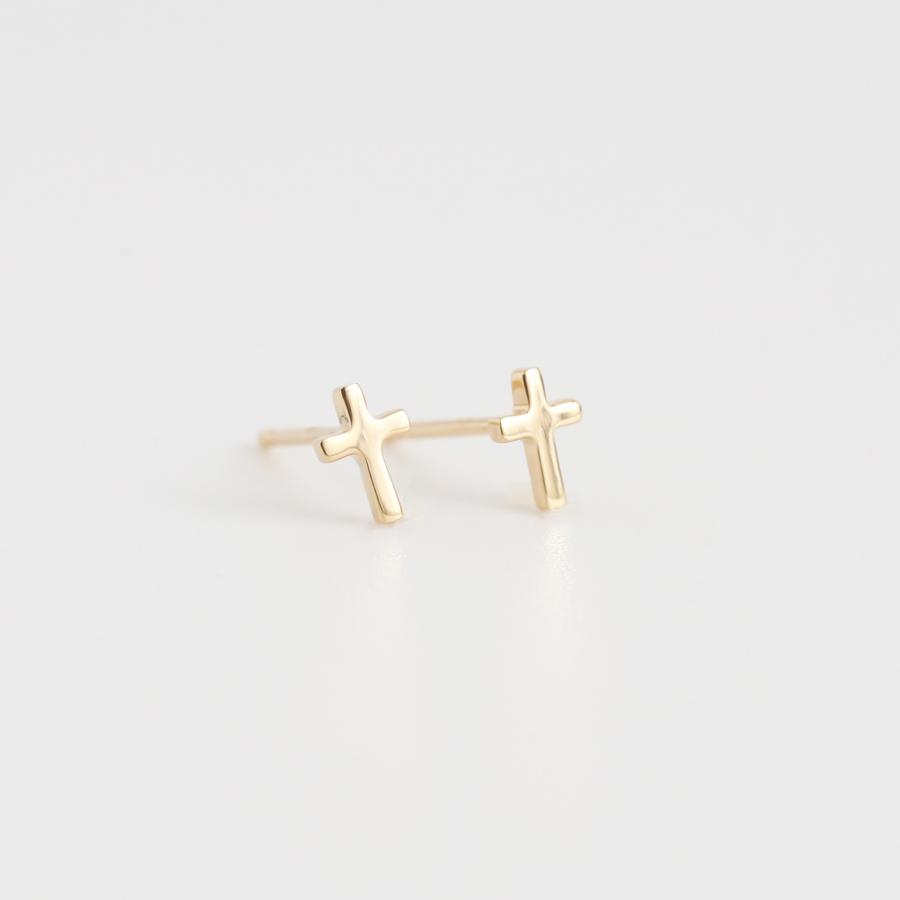 クロス ピアス レディース K10 K18 Pt900 ゴールド プラチナ 地金 華奢 シンプル ギフト プレゼント  Bullion Pierce | Avaron | 01