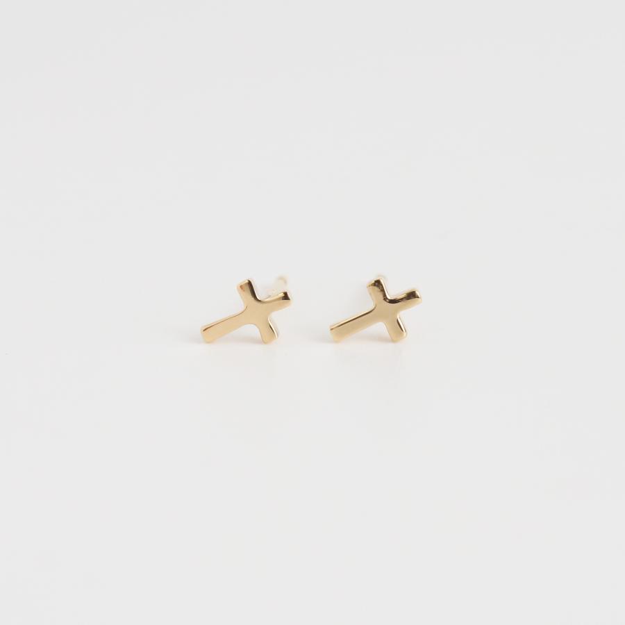 クロス ピアス レディース K10 K18 Pt900 ゴールド プラチナ 地金 華奢 シンプル ギフト プレゼント  Bullion Pierce | Avaron | 02