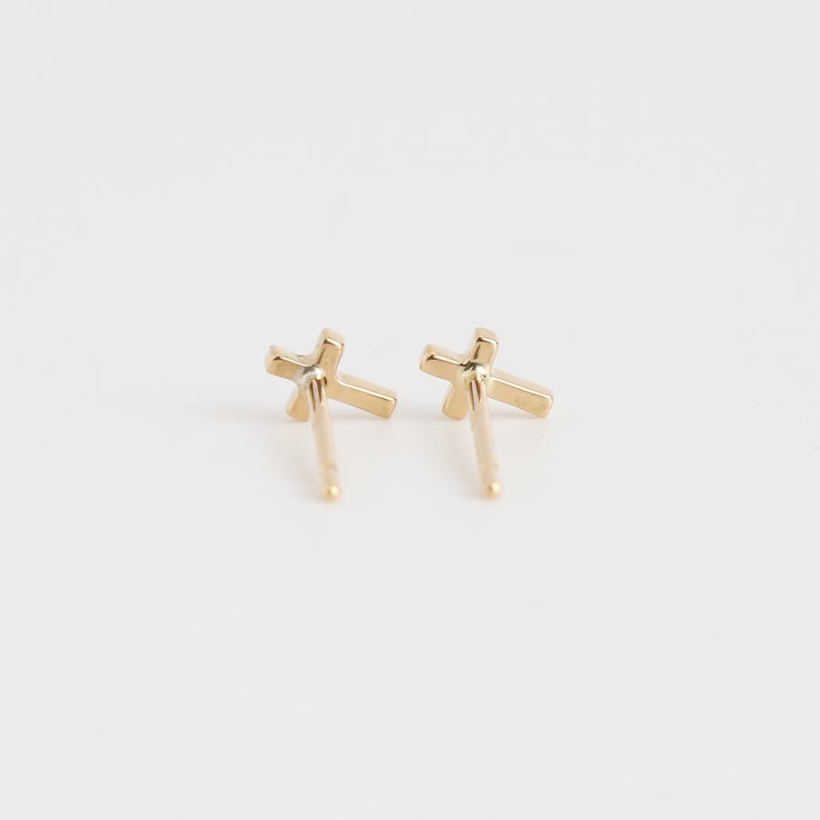 クロス ピアス レディース K10 K18 Pt900 ゴールド プラチナ 地金 華奢 シンプル ギフト プレゼント  Bullion Pierce | Avaron | 05