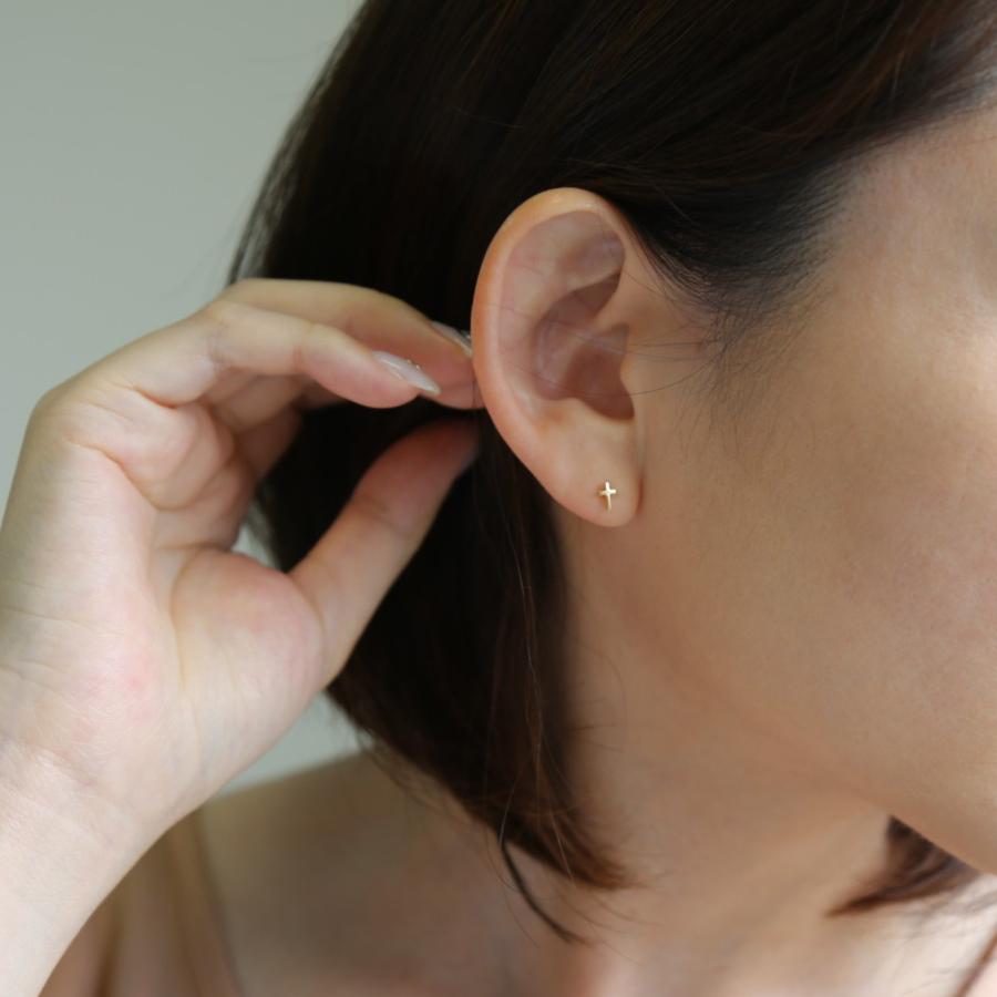 クロス ピアス レディース K10 K18 Pt900 ゴールド プラチナ 地金 華奢 シンプル ギフト プレゼント  Bullion Pierce | Avaron | 08