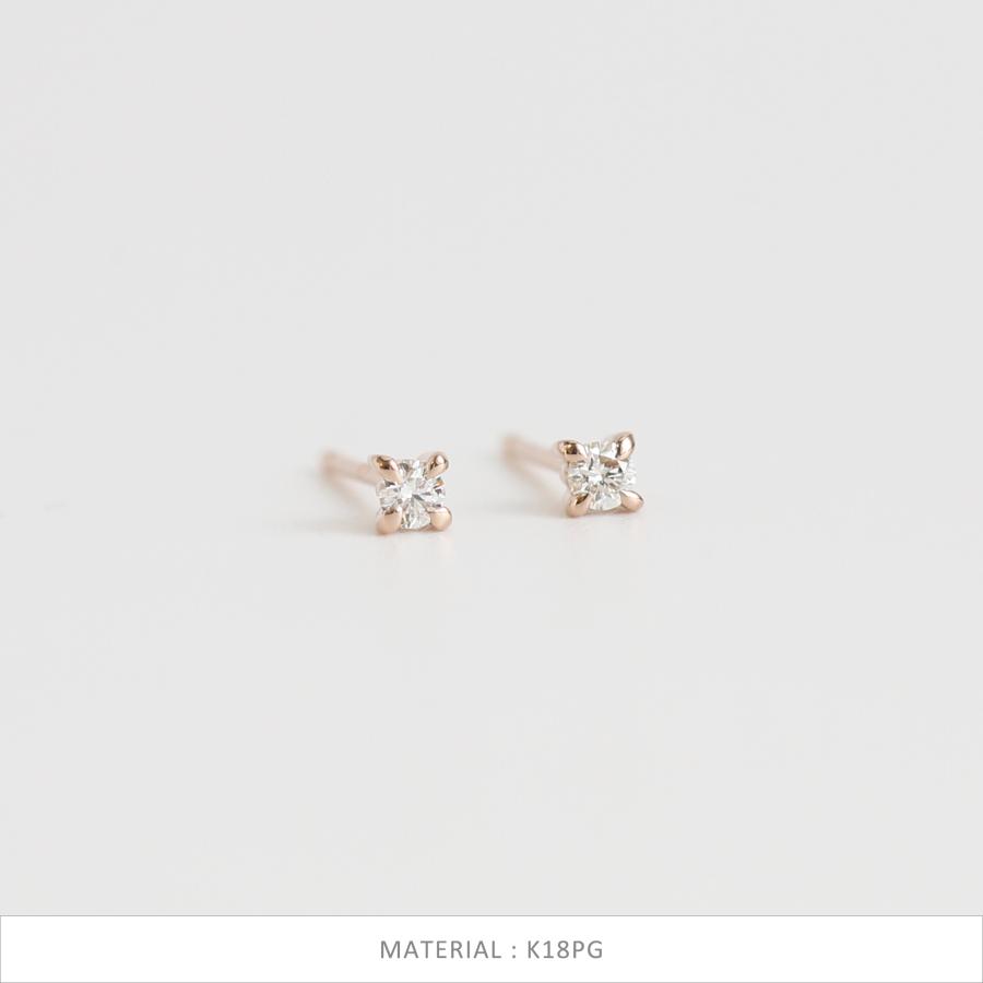 一粒 ダイヤモンド 星 ピアス レディース 一粒ダイヤ K10 K18 Pt900 ゴールド プラチナ 華奢 小さめ 控え目 シンプル ギフト プレゼント  Petit Stella Pierce | Avaron | 06
