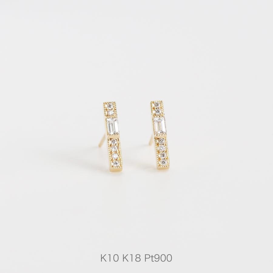 ピアス バー ダイヤモンド バケットカット ライン 18金 K18 18k 10金 K10 10k ゴールド Babette Pierces Nep 097 Avaron Standard Jewelry 通販 Yahoo ショッピング