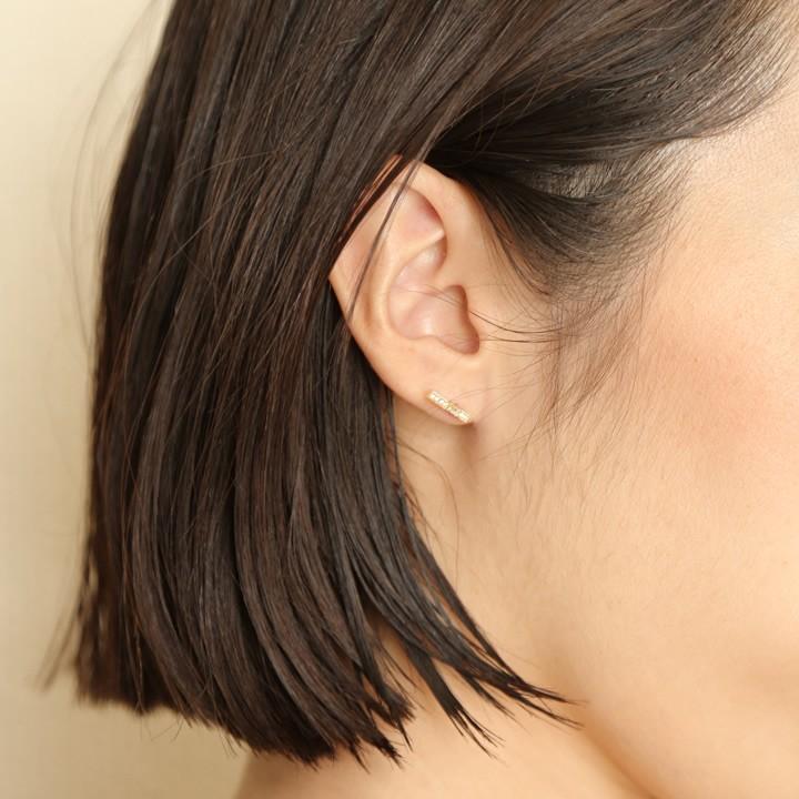 ピアス バー ダイヤモンド バケットカット ライン 18金 K18 18k 10金 K10 10k ゴールド Babette Pierces Nep 097 Avaron Standard Jewelry 通販 Yahoo ショッピング