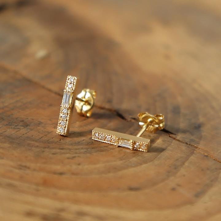 ピアス バー ダイヤモンド バケットカット ライン 18金 K18 18k 10金 K10 10k ゴールド Babette Pierces Nep 097 Avaron Standard Jewelry 通販 Yahoo ショッピング