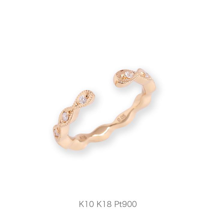 Avaron リーフ ダイヤモンド イヤーカフ 木の葉 K10 K18 Pt900  