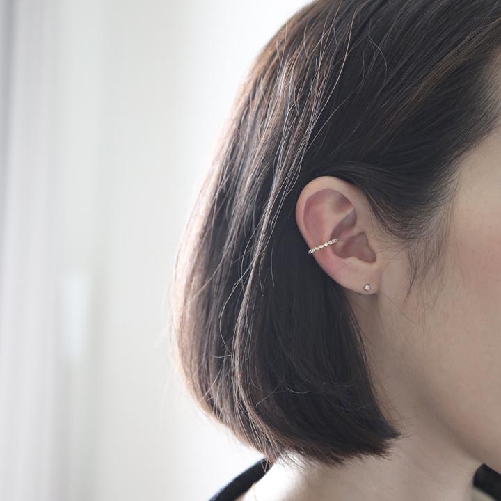 ダイヤモンド イヤーカフ ボール K10 K18 Pt900 ゴールド プラチナ レディース 片耳 ギフト プレゼント  Cres Ear Cuff | Avaron | 11