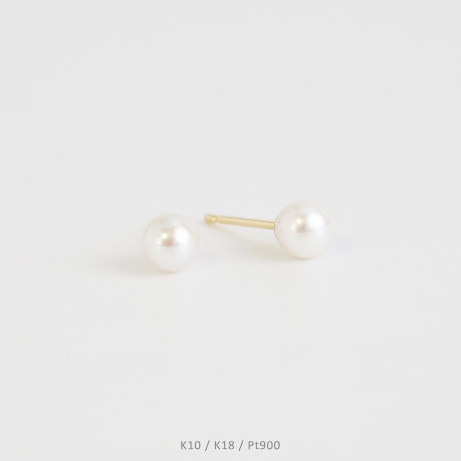 一粒 パール ピアス 真珠 レディース K10 K18 pt900 ゴールド プラチナ シンプル ギフト プレゼント  Pearl Pierce | Avaron
