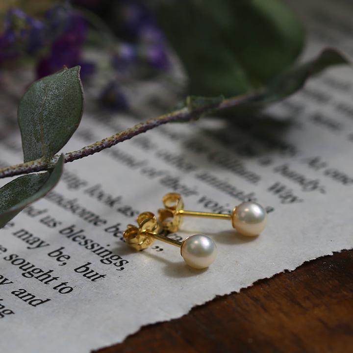 一粒 パール ピアス 真珠 レディース K10 K18 pt900 ゴールド プラチナ シンプル ギフト プレゼント  Pearl Pierce | Avaron | 12