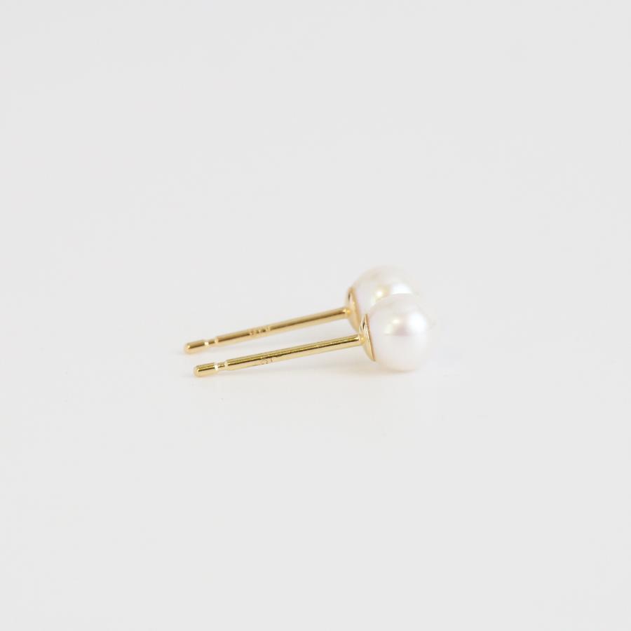 一粒 パール ピアス 真珠 レディース K10 K18 pt900 ゴールド プラチナ シンプル ギフト プレゼント  Pearl Pierce | Avaron | 03