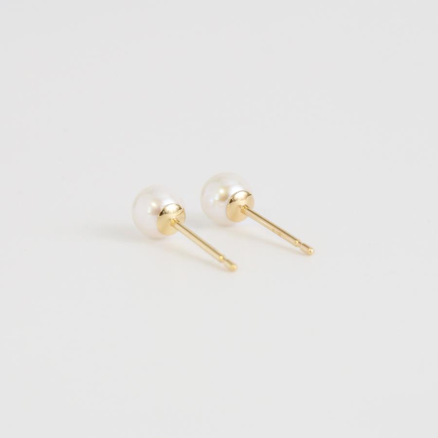 一粒 パール ピアス 真珠 レディース K10 K18 pt900 ゴールド プラチナ シンプル ギフト プレゼント  Pearl Pierce | Avaron | 05