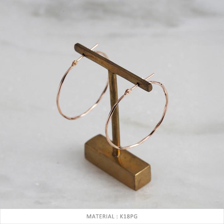 ツイスト フープピアス スパイラル ねじり レディース K10 K18 Pt900 ゴールド プラチナ 地金 シンプル ギフト プレゼント  Torquent Hoop Pierce M | Avaron | 14