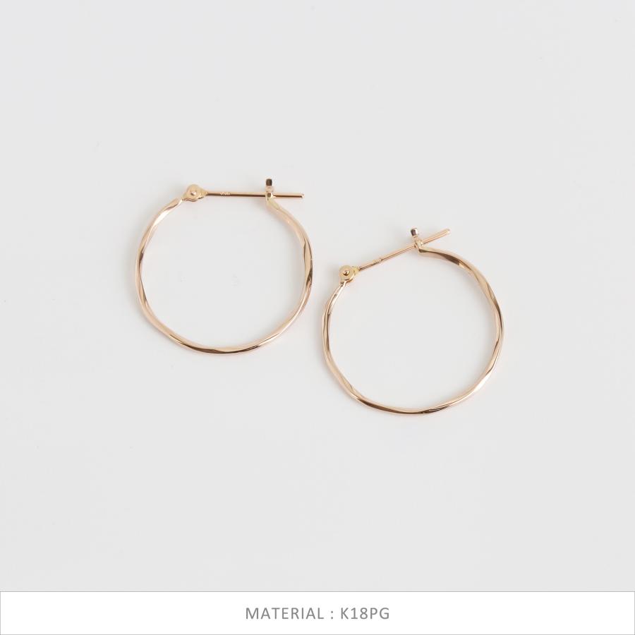 ツイスト フープピアス スパイラル ねじり レディース K10 K18 Pt900 ゴールド プラチナ 地金 シンプル ギフト プレゼント  Torquent Hoop Pierce S | Avaron | 05