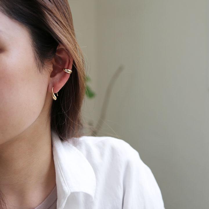 ドロップ モチーフ フックピアス レディース K10 K18 Pt900 ゴールド プラチナ 地金 シンプル ギフト プレゼント  Drop Hook Pierce | Avaron | 13