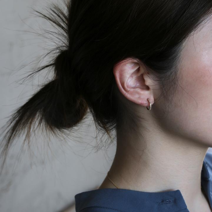 ダイヤモンド フープピアス レディース K10 K18 Pt900 ゴールド プラチナ 小さめ ギフト プレゼント  Hoop Pierce Diamond | Avaron | 10