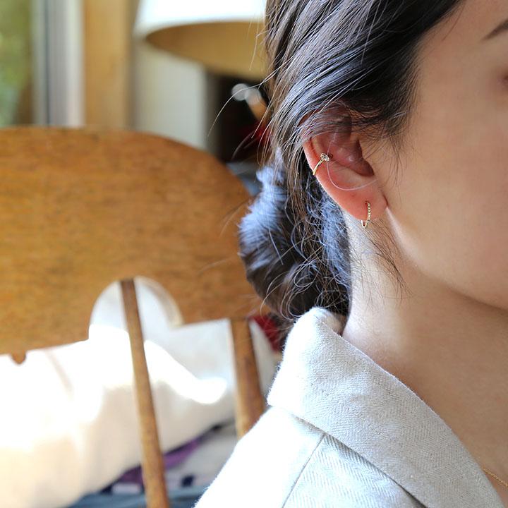 ダイヤモンド フープピアス レディース K10 K18 Pt900 ゴールド プラチナ 小さめ ギフト プレゼント  Hoop Pierce Diamond | Avaron | 11