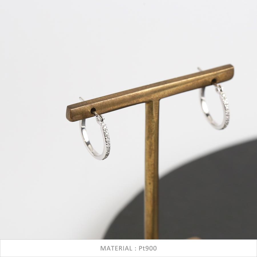 ダイヤモンド フープピアス レディース K10 K18 Pt900 ゴールド プラチナ 小さめ ギフト プレゼント  Hoop Pierce Diamond | Avaron | 15