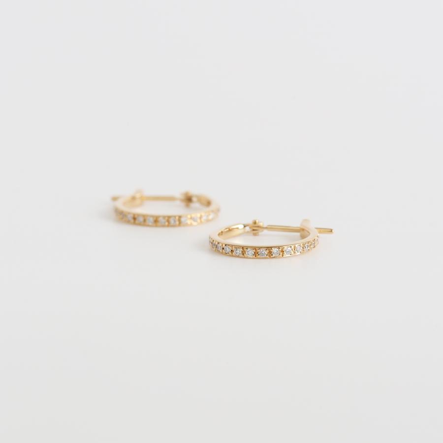 ダイヤモンド フープピアス レディース K10 K18 Pt900 ゴールド プラチナ 小さめ ギフト プレゼント  Hoop Pierce Diamond | Avaron | 01