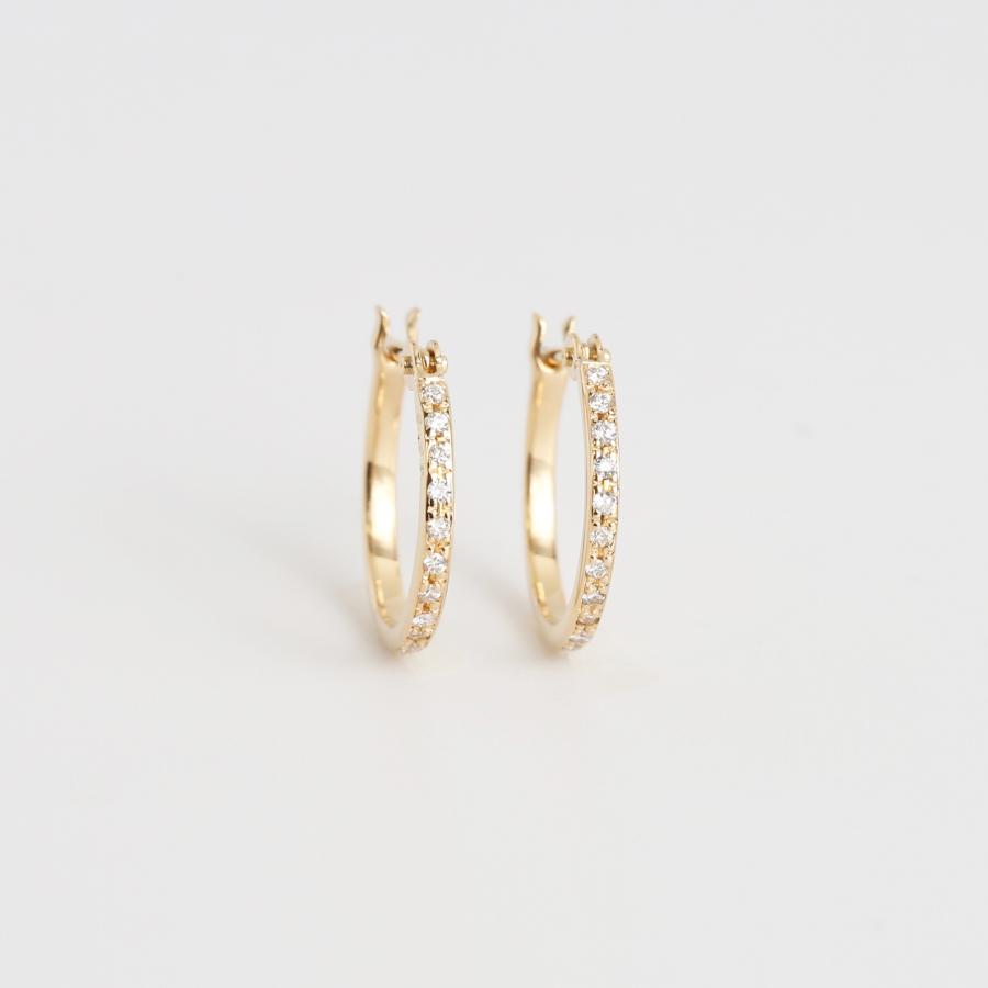 ダイヤモンド フープピアス レディース K10 K18 Pt900 ゴールド プラチナ 小さめ ギフト プレゼント  Hoop Pierce Diamond | Avaron | 03