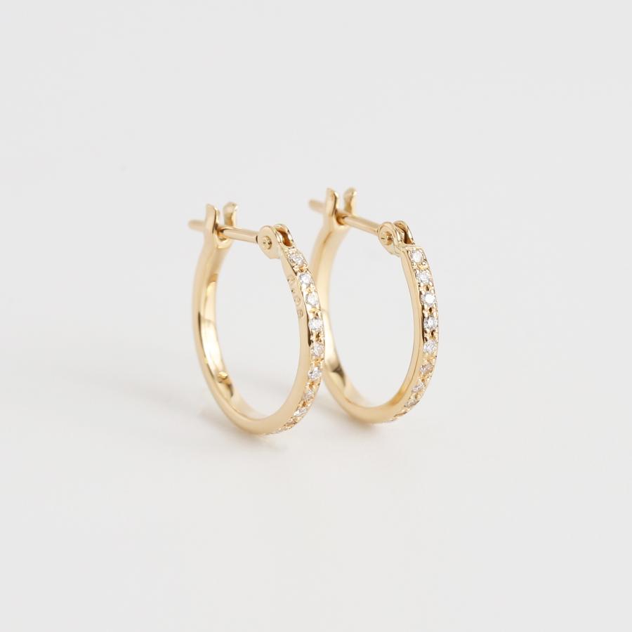 ダイヤモンド フープピアス レディース K10 K18 Pt900 ゴールド プラチナ 小さめ ギフト プレゼント  Hoop Pierce Diamond | Avaron | 04