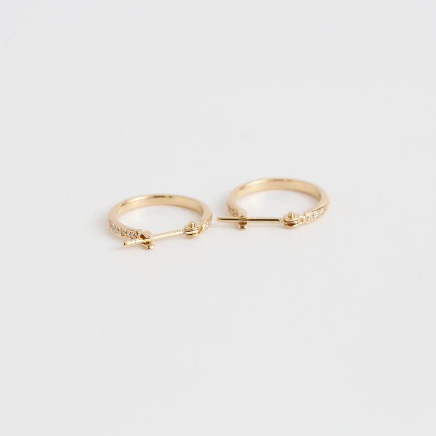 ダイヤモンド フープピアス レディース K10 K18 Pt900 ゴールド プラチナ 小さめ ギフト プレゼント  Hoop Pierce Diamond | Avaron | 05