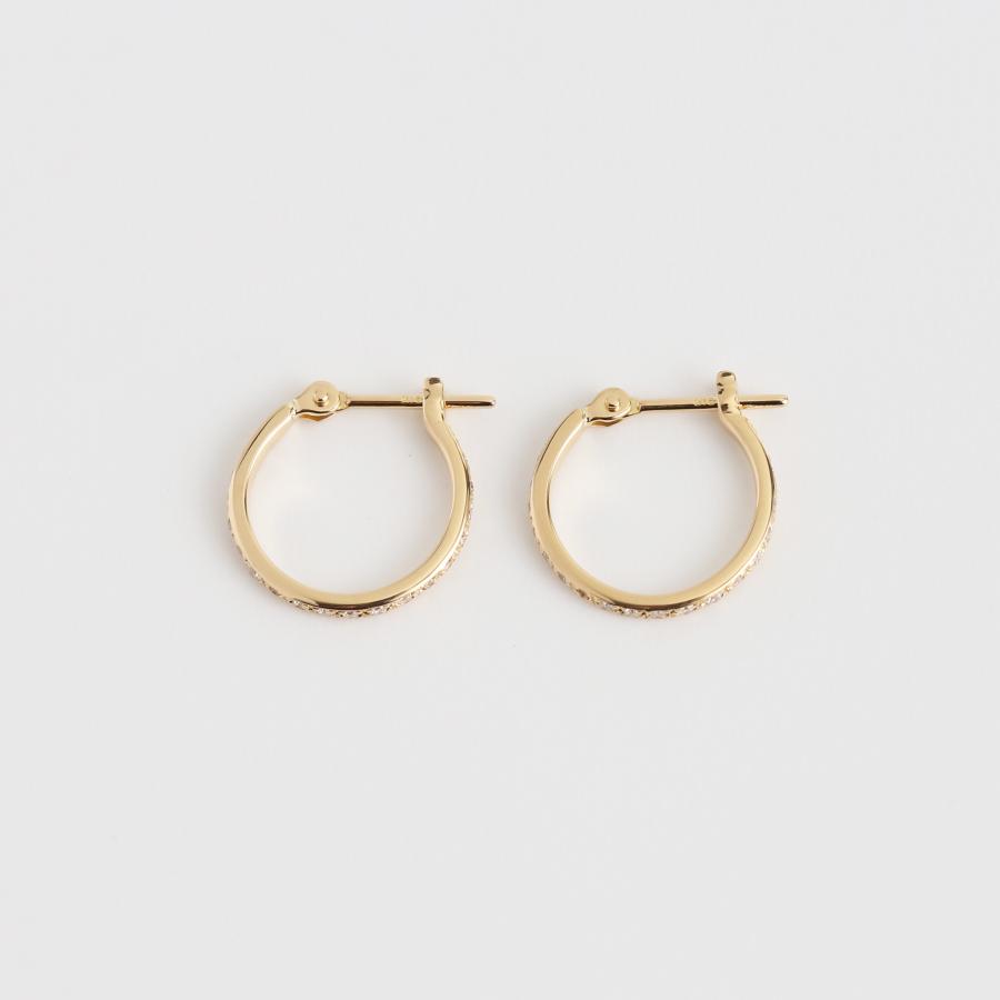 ダイヤモンド フープピアス レディース K10 K18 Pt900 ゴールド プラチナ 小さめ ギフト プレゼント  Hoop Pierce Diamond | Avaron | 06