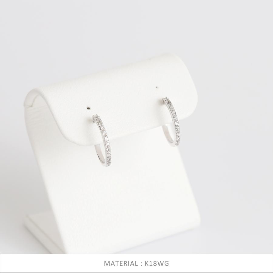 ダイヤモンド フープピアス レディース K10 K18 Pt900 ゴールド プラチナ 小さめ ギフト プレゼント  Hoop Pierce Diamond | Avaron | 08