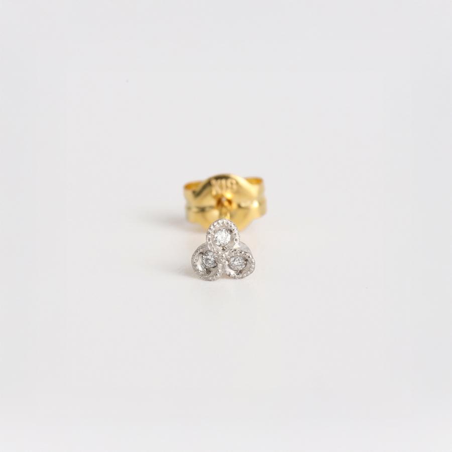 ダイヤモンド 蕾 ピアス レディース k18 pt900 イエローゴールド プラチナ 片耳 ギフト プレゼント  Bourgeon Stud Pierce | Avaron