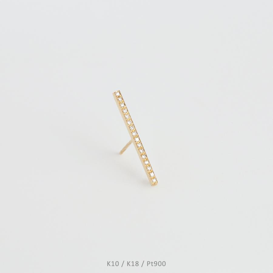 ダイヤモンド バー ピアス レディース k18 k10 pt900 ゴールド 片耳 ギフト プレゼント  Bar Diamond Pierce M | Avaron