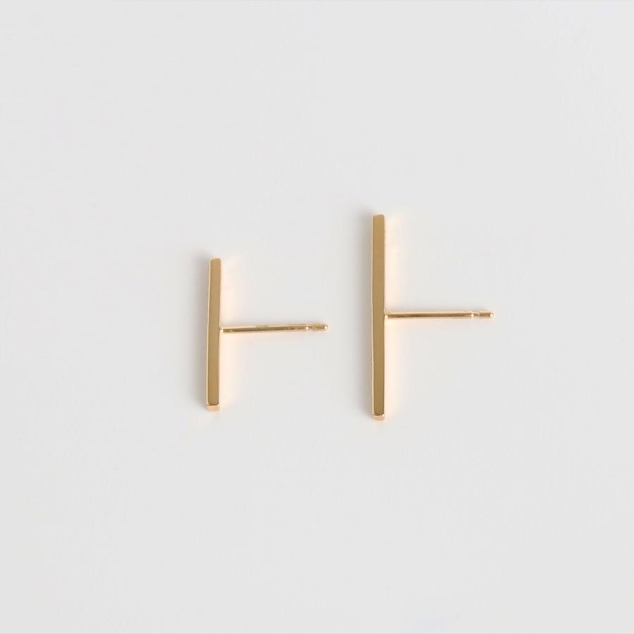 ダイヤモンド バー ピアス レディース k18 k10 pt900 ゴールド 片耳 ギフト プレゼント  Bar Diamond Pierce M | Avaron | 05